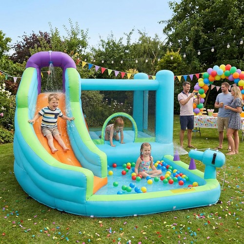 Bouncy castle with slide pool - slide,