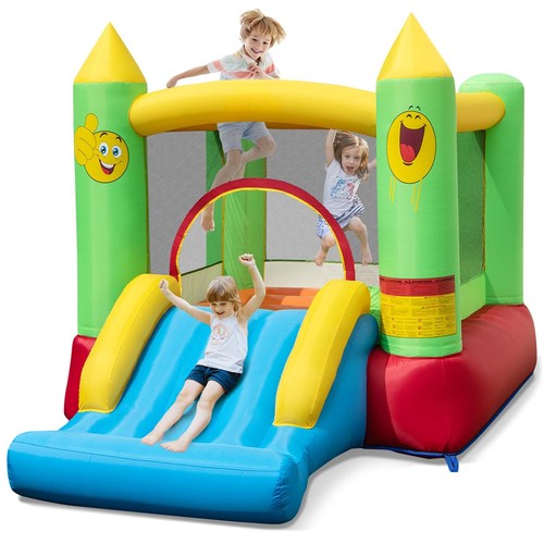 Inflatable bouncy castle with - castle,
