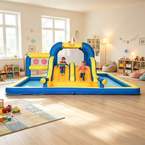 Bouncy castle with - castle, slides